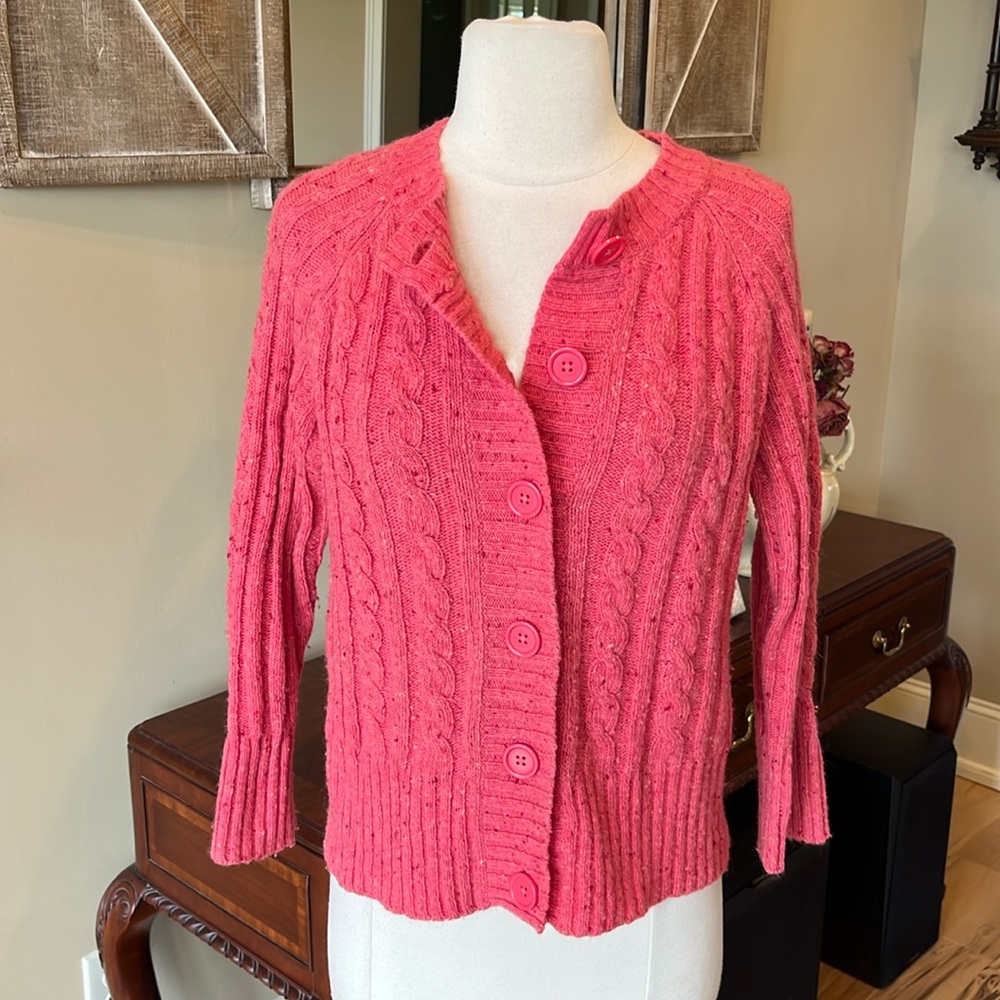 Nine & Company Wool Nylon Angora Pink cardigan Sweater